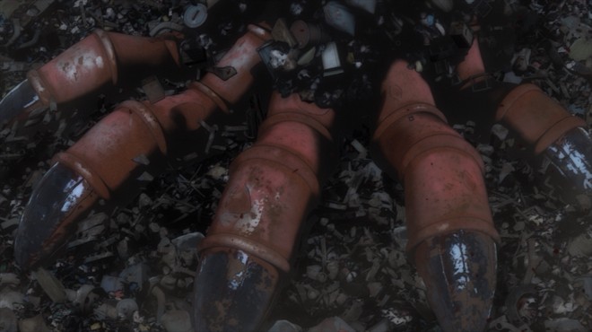 Key visual for Gachiakuta anime featuring Rudo, Enjin, Zanka, and Riyo, illustrated by chief animation director Satoshi Ishino. Premieres July 6 on CBC/TBS Network.